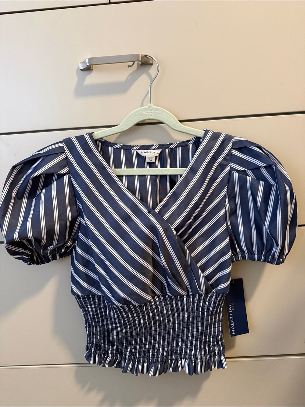 Habitual striped top with puff sleeves size 10